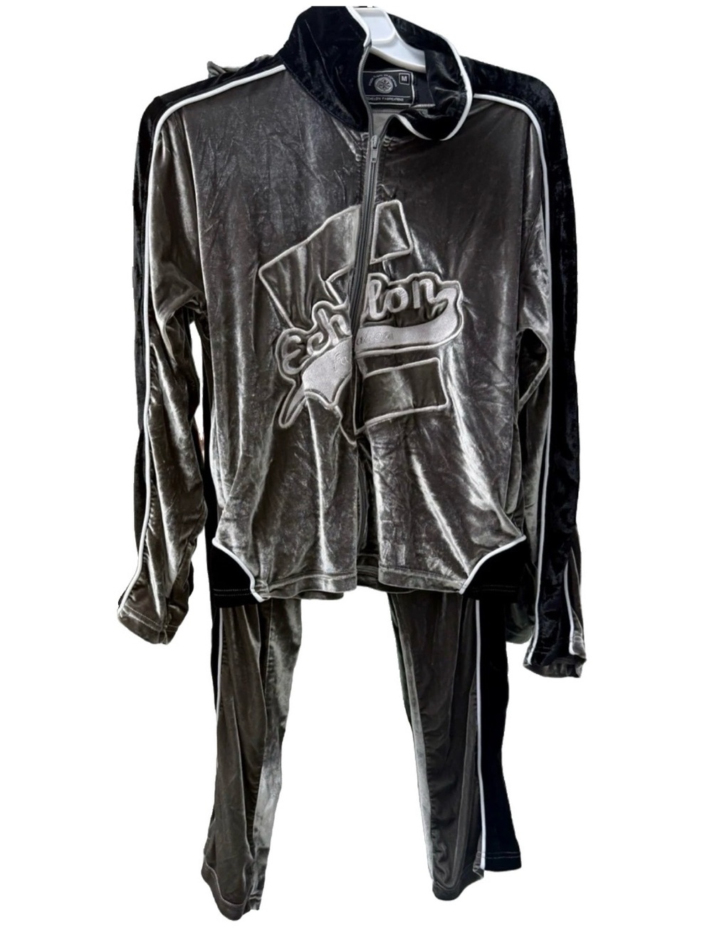 Retro-Style Velour Tracksuit Echelon Fabrications Charcoal (Size M)